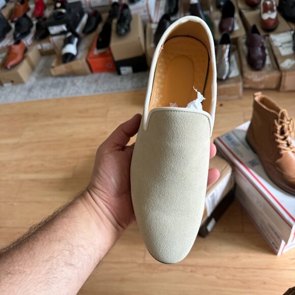 Santimon Mens US 8, 11 Beige Suede Casual Plain Loafers for Formal Occasions Wed - Picture 6 of 13